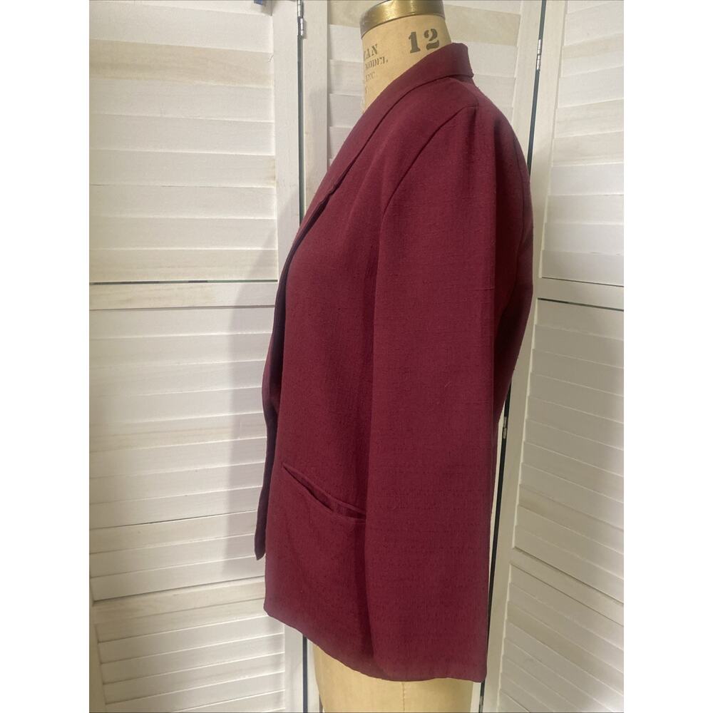 80s 90s Ship N Shore Women’s Sz 10P Med Blazer Jacket Maroon Single Breasted - Picture 4 of 8